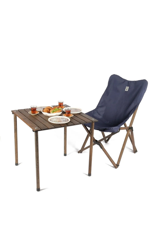 BAG THE JOY AHŞAP KATLANIR MASA SANDALYE SETİ – ANTRASİT- LACİVERT -60*60*55