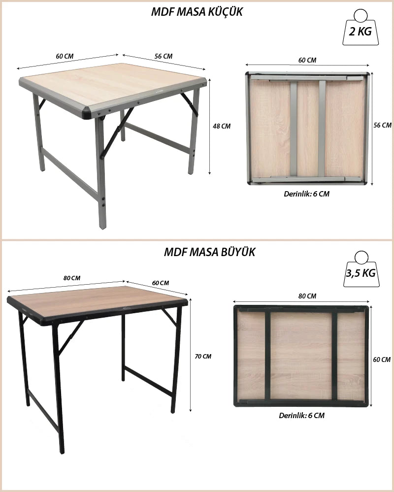 CAMPOUT Mdf Katlanır Masa Büyük
