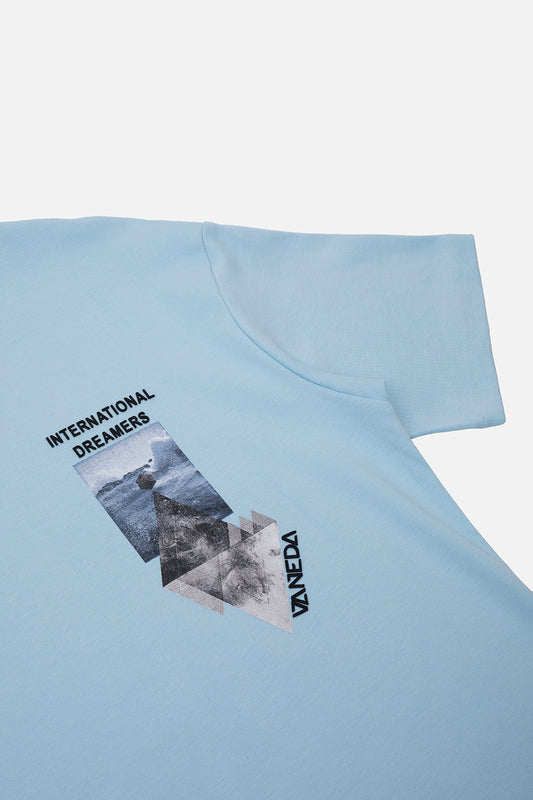 OVERSIZED FIT DREAMER ERKEK TSHIRT MAVI