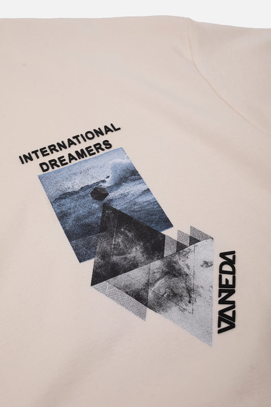 OVERSIZED FIT DREAMER ERKEK TSHIRT EKRU