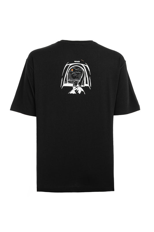 Kamp Baskılı T-Shirt Siyah