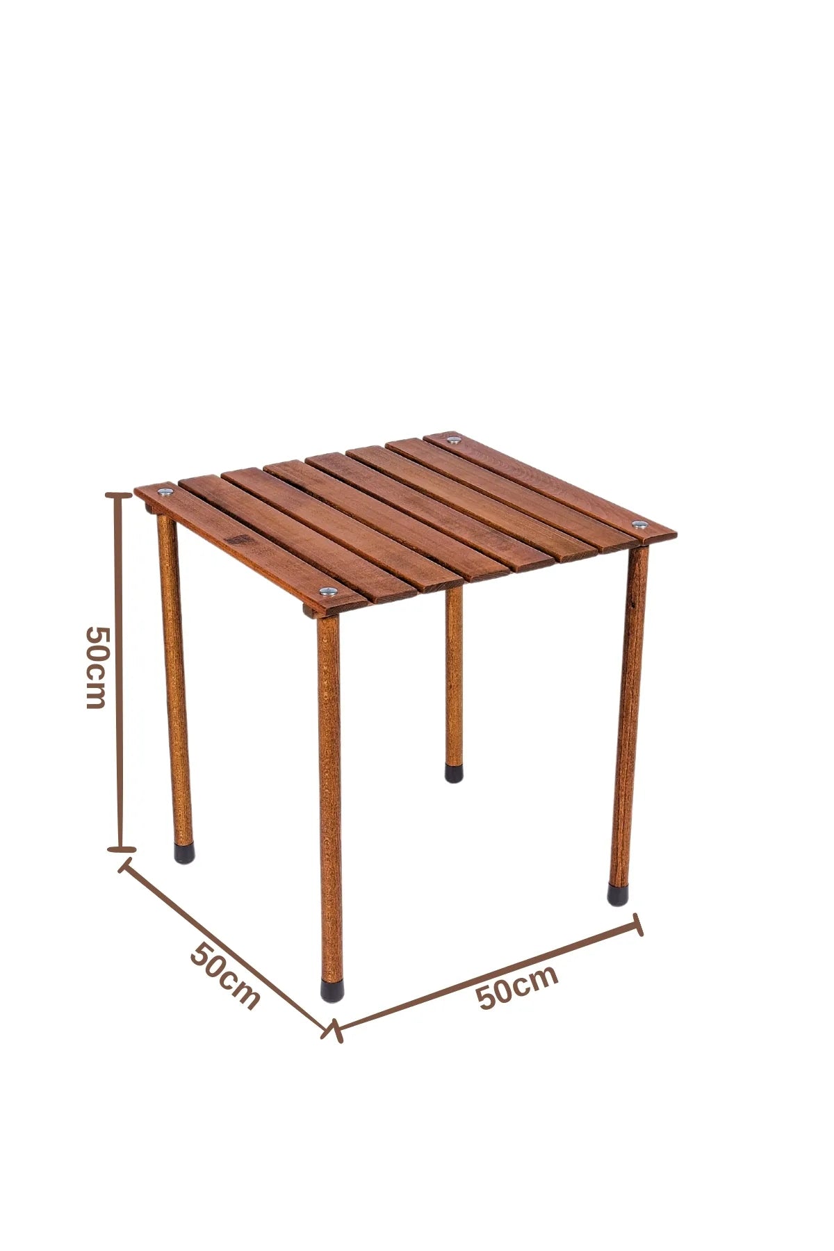 BAG THE JOY AHŞAP KATLANIR MASA SANDALYE SETİ – KAHVERENGİ – KİREMİT – 50*50*50cm