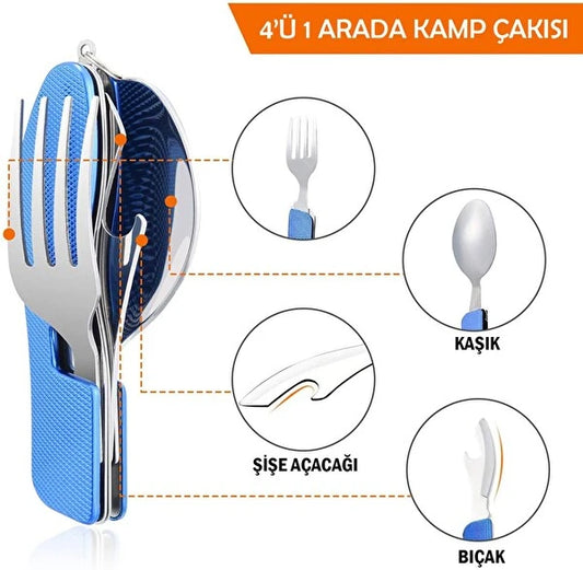 Orcamp OUT-1350 Siyah Kamp Çatal-Kaşık-Bıçak Seti