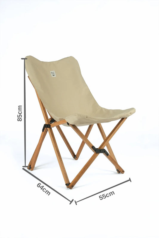 BAG THE JOY AHŞAP KATLANIR MASA SANDALYE SETİ – KAHVERENGİ – BEJ -60*60*55