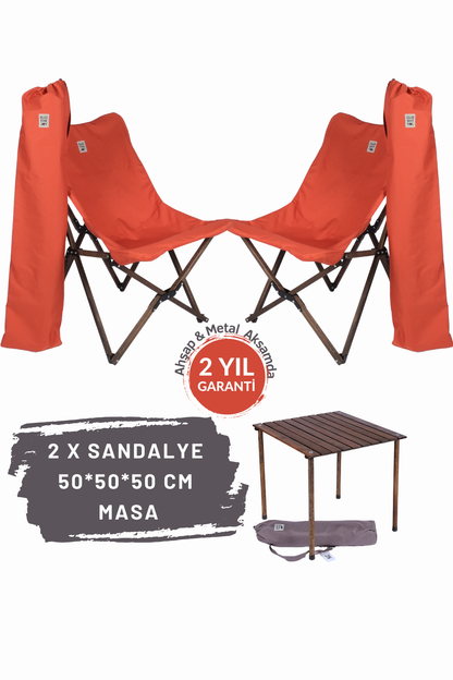 BAG THE JOY AHŞAP KATLANIR MASA SANDALYE SETİ – ANTRASİT – KİREMİT – 50*50*50cm