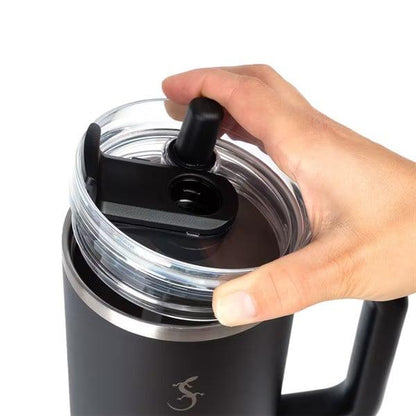 Lurch - “Big Cup” 0.8 L Mat Siyah, Paslanmaz Çelik Termos - Uzatılabilir Pipetli, Çift Cidarlı, Sızdırmaz - 270977