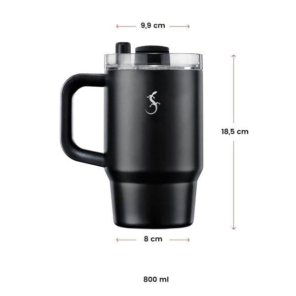 Lurch - “Big Cup” 0.8 L Mat Siyah, Paslanmaz Çelik Termos - Uzatılabilir Pipetli, Çift Cidarlı, Sızdırmaz - 270977