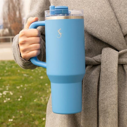 Lurch - “Big Cup” 1.2 L Okyanus Mavi, Paslanmaz Çelik Termos - Uzatılabilir Pipetli, Çift Cidarlı, Sızdırmaz - 240979