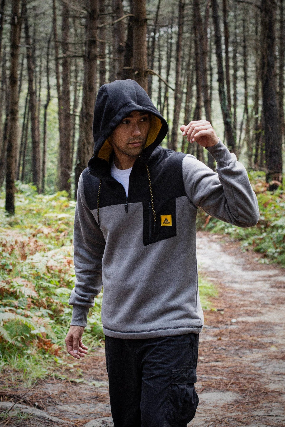 ROWO Erkek Hoodie (Siyah-Antrasit)