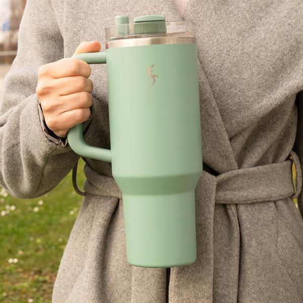 Lurch - “Big Cup” 1.2 L Adaçayı Yeşil, Paslanmaz Çelik Termos - Uzatılabilir Pipetli, Çift Cidarlı, Sızdırmaz - 240877