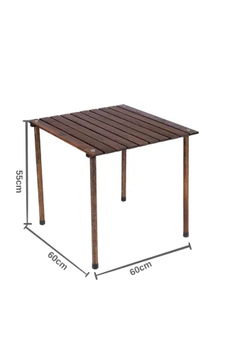 BAG THE JOY AHŞAP KATLANIR MASA SANDALYE SETİ – ANTRASİT- TURUNCU – 60*60*55