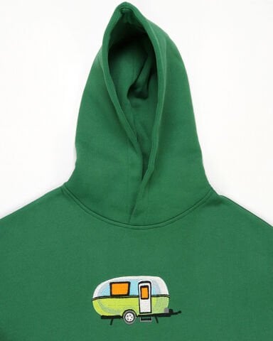 Yeşil Çekme Karavan Nakışlı Sweatshirt