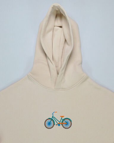 Krem Bisiklet Nakışlı Sweatshirt