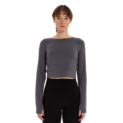 Inguz Sırtı Üçgen Detay Parmak Geçmeli Modal T-Shirt