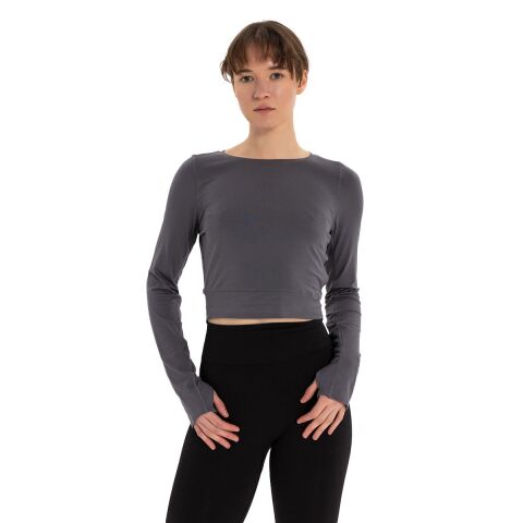 Inguz Sırtı Üçgen Detay Parmak Geçmeli Modal T-Shirt