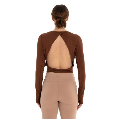 Inguz Sırtı Üçgen Detay Parmak Geçmeli Modal T-Shirt