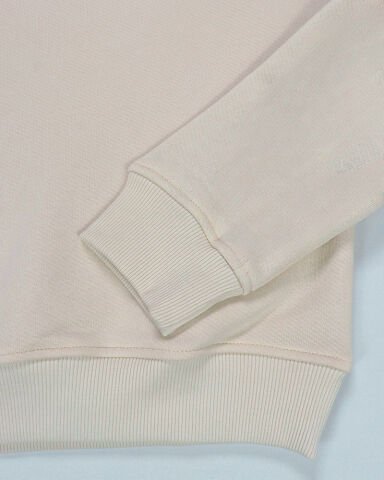 Krem Bisiklet Nakışlı Sweatshirt