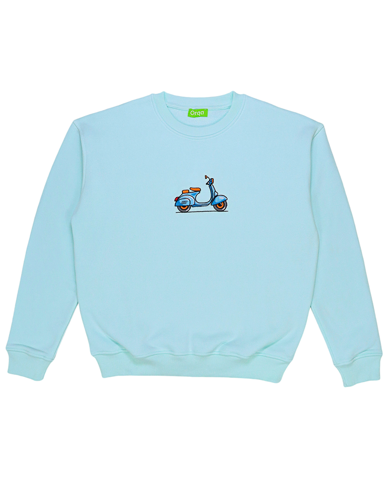 Antik Mint Vespa Nakışlı Sweatshirt