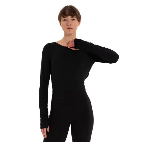 Inguz Sırtı Üçgen Detay Parmak Geçmeli Modal T-Shirt