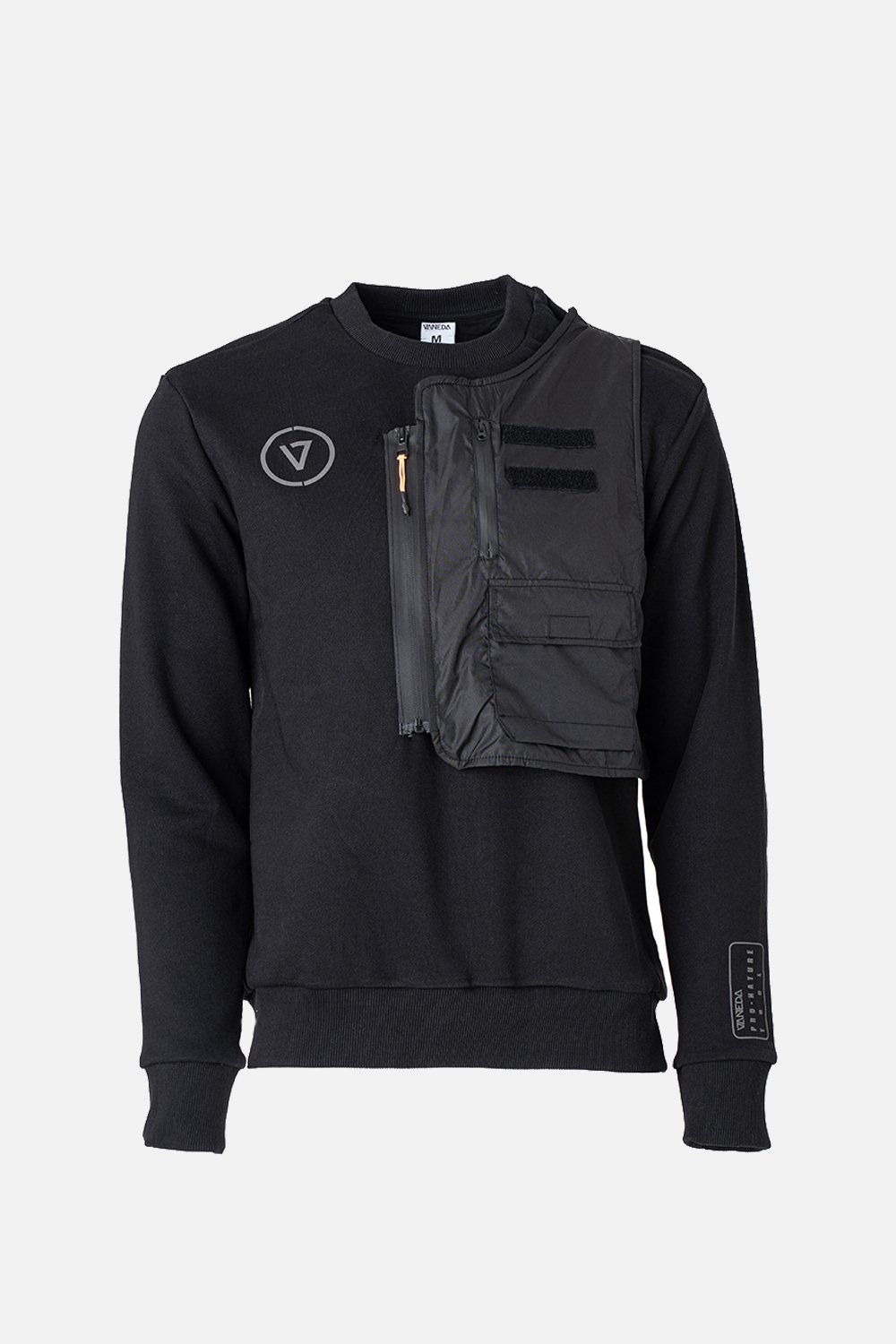 BISIKLET YAKA CIKARILABILIR CEP AKSESUARLI SWEATSHIRT ERKEK SIYAH