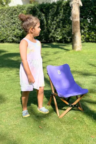BAG THE JOY KIDS KATLANIR AHŞAP KAMP & BAHÇE SANDALYESİ KAHVERENGİ İSKELET –YEŞİL KILIF