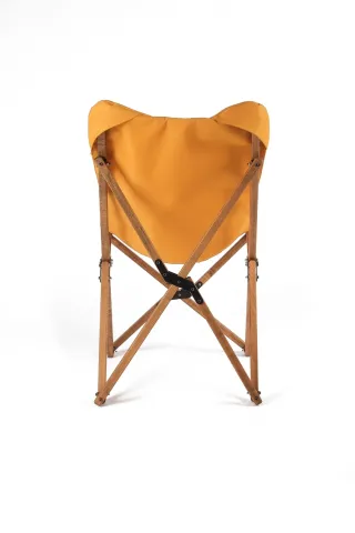 BAG THE JOY KATLANIR AHŞAP KAMP ve BAHÇE SANDALYESİ – KAHVERENGİ İSKELET –  HARDAL KILIF