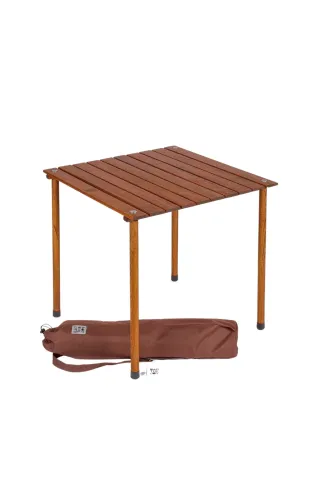 BAG THE JOY AHŞAP KATLANIR MASA SANDALYE SETİ – KAHVERENGİ – KİREMİT – 60*60*55cm