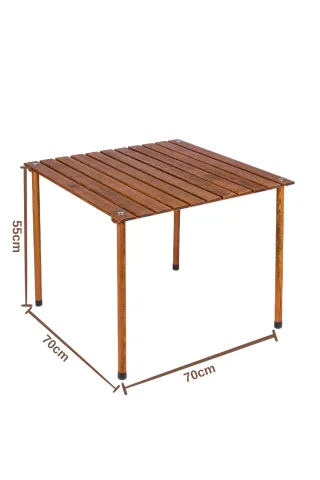 BAG THE JOY AHŞAP KATLANIR MASA SANDALYE SETİ – KAHVERENGİ – BEJ – 70*70*55cm