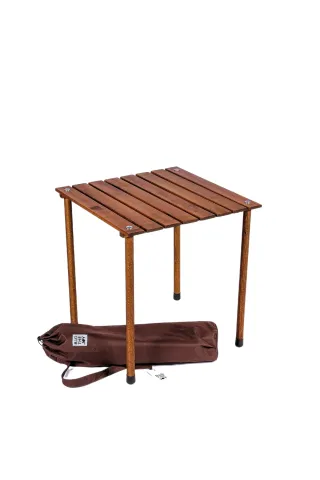 BAG THE JOY AHŞAP KATLANIR MASA SANDALYE SETİ – KAHVERENGİ – KİREMİT – 50*50*50cm