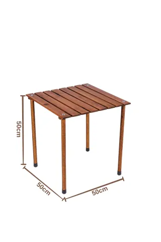 BAG THE JOY AHŞAP KATLANIR MASA SANDALYE SETİ – KAHVERENGİ – KİREMİT – 50*50*50cm