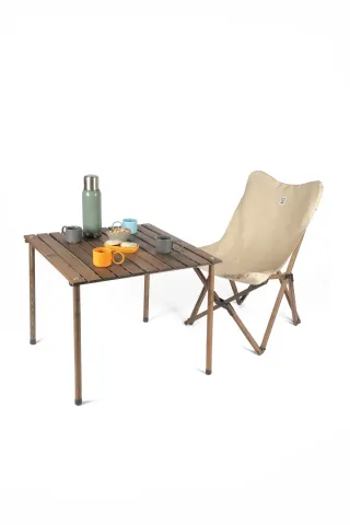 BAG THE JOY AHŞAP KATLANIR MASA SANDALYE SETİ – ANTRASİT- BEJ -70*70*55