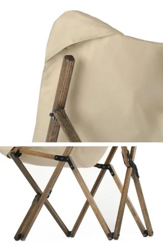 BAG THE JOY AHŞAP KATLANIR MASA SANDALYE SETİ – ANTRASİT- BEJ -60*60*55